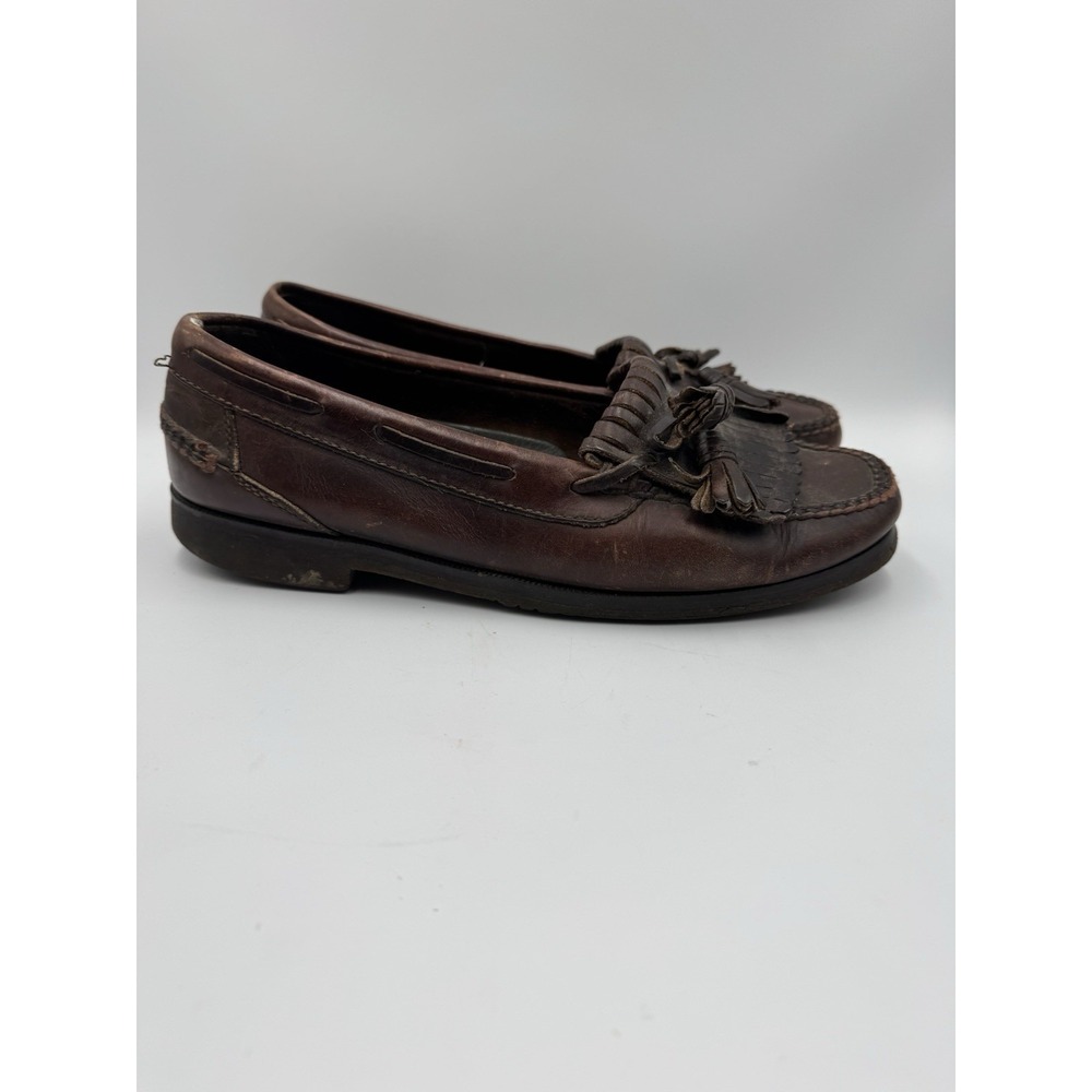 mens Johnston snd Murphy kilty tassel loafers in brown size 10M - Picture 3 of 8